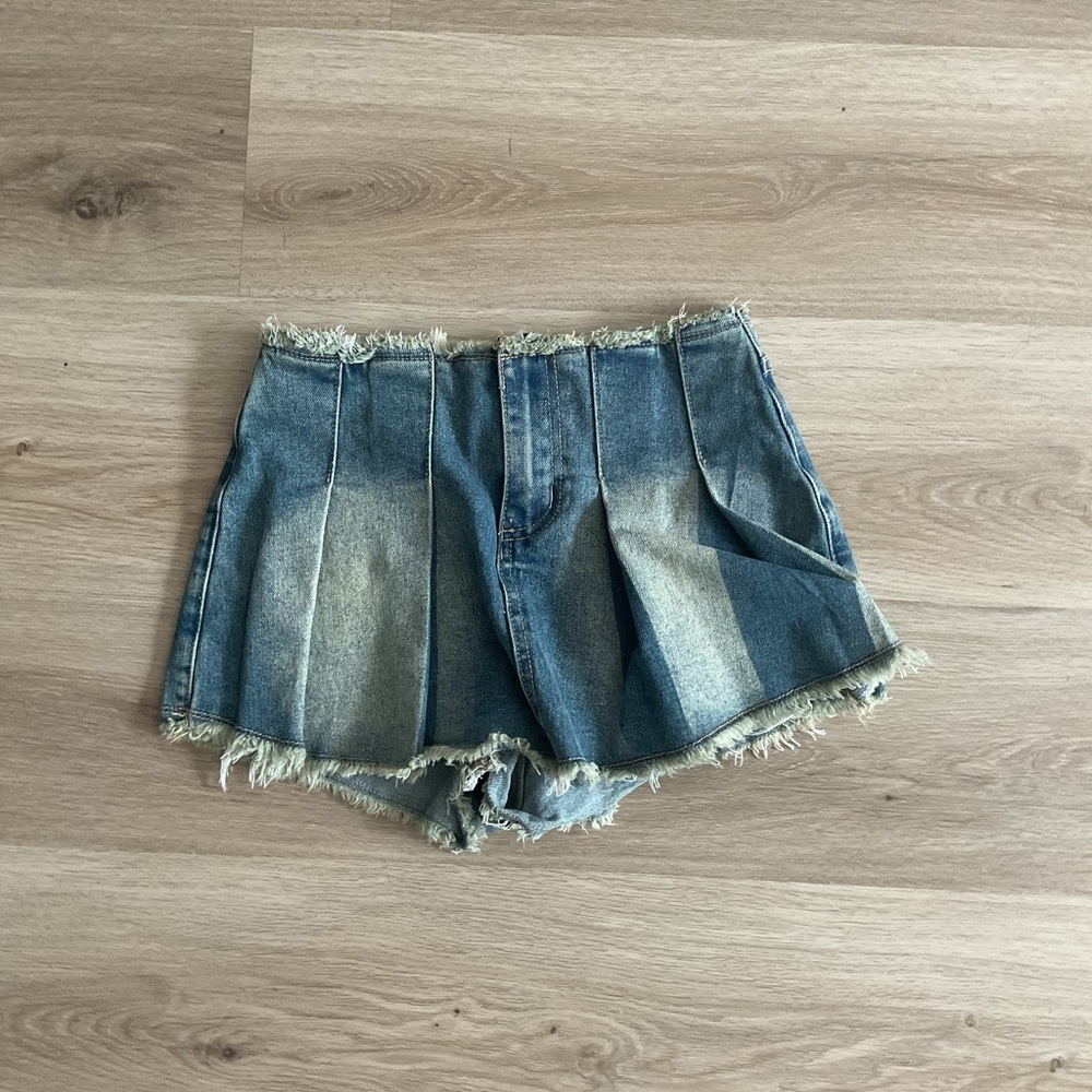 Denim Frayed Hem Fashion Nova Skort